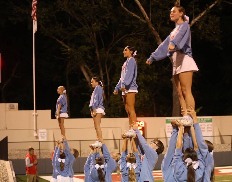 Ottawa cheerleaders perform on Friday, Oct. 3, 2025 at Howard Fellows Stadium.