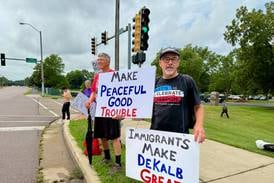 Despite rain, some still show up to make ‘Good Trouble’ at DeKalb protest