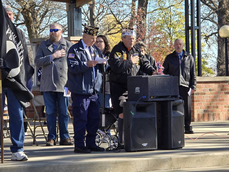 The Pledge of Allegiance is read Monday, Nov. 11, 2024, during the Veterans Day ceremony at Streator City Park.