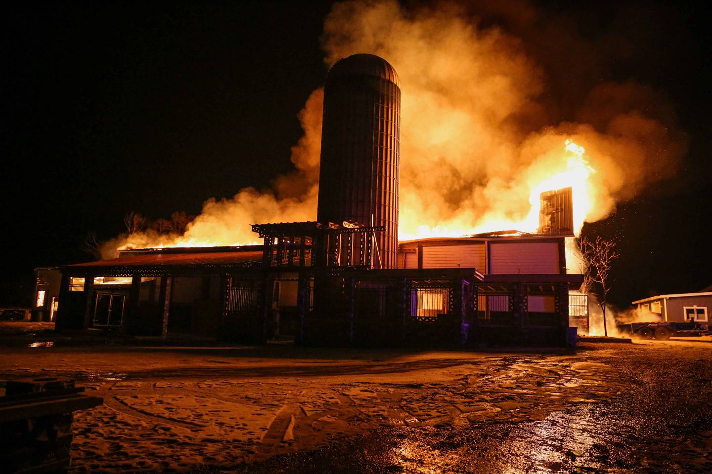 A barn caught on fire at the 10800 block of Carls Road near Marengo in the early hours of Christmas Eve.