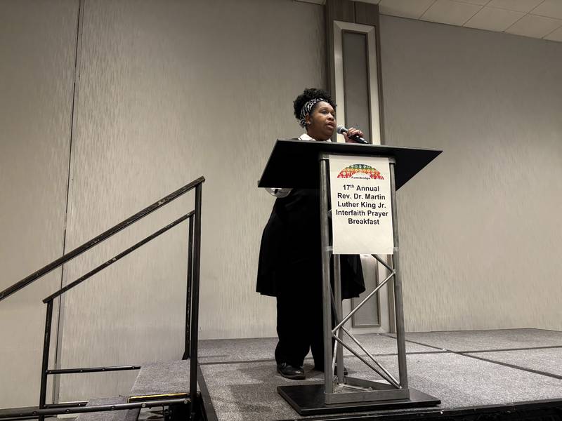 Singer Darlene Benton performs at the FaithBridge Martin Luther King Jr. prayer breakfast in Crystal Lake Jan. 19, 2026.