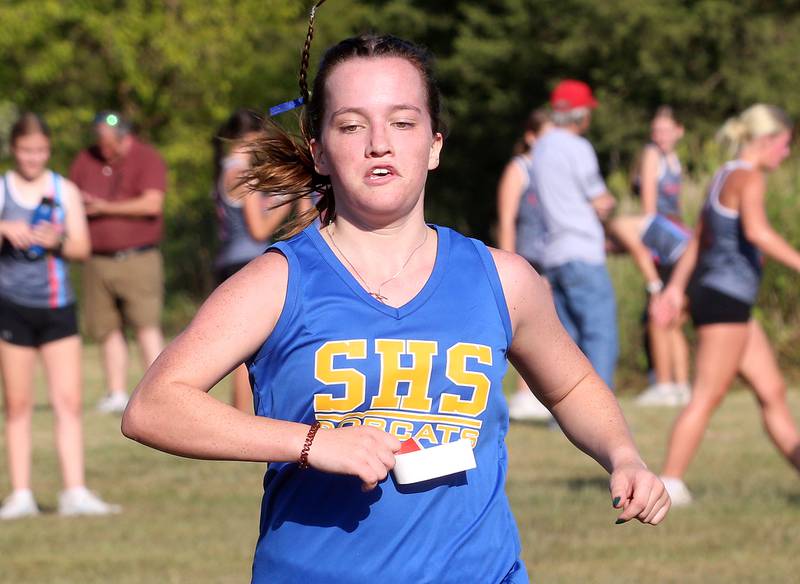 Somonauk-Leland's Emma Rominski, races during the Ottawa Nautical Mile Relay on Tuesday, Sept. 2, 2025 at Catlin Park in Ottawa.