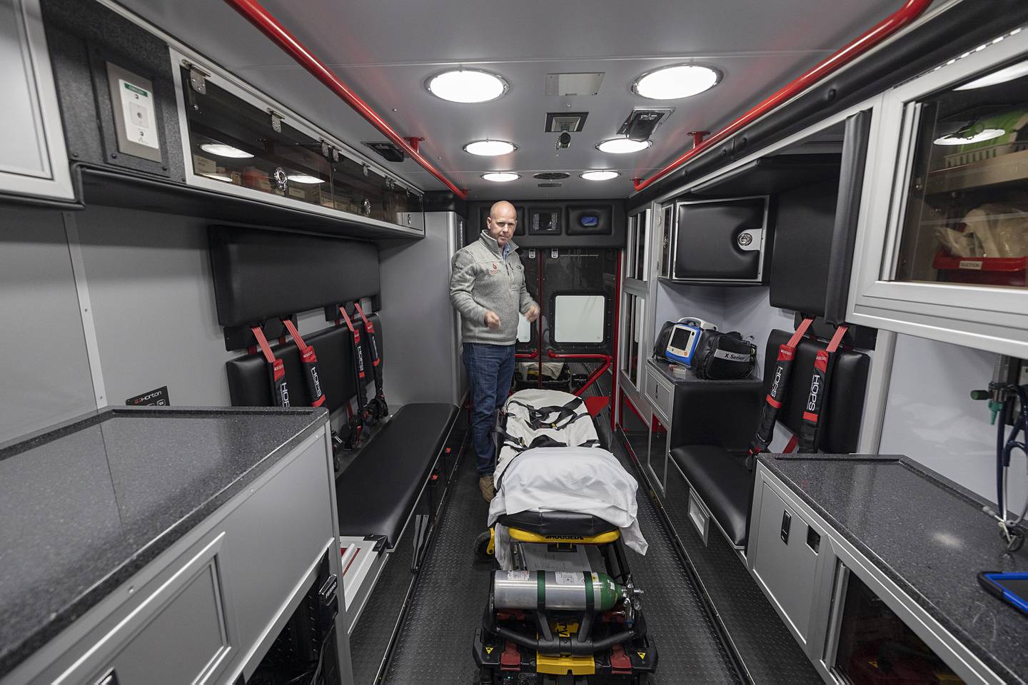 Nick Dinges discusses the advantages of the new Sublette ambulance.