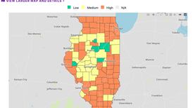 IDPH: 66 Illinois counties at “high” COVID-19 risk