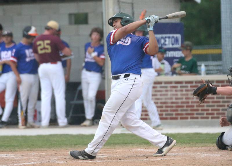 St. Bede's Sam Mitre bats during the ICA Senior Baseball All Star Game on Monday, June 30, 2025 at Schweickert Stadium in Peru.