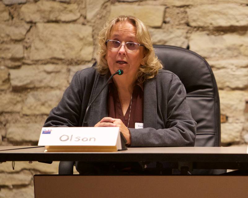 Candidate Randi Olson  for State Representative District 70 speaks during the League of Women Voter's candidate forum on Tuesday, Oct.1,2024 in Batavia.