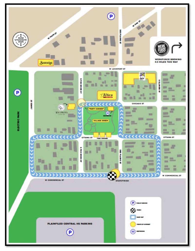 The map for the 2025 Plainfield Commercial Street Criterium Cycling Race which takes place on Saturday, Aug. 23.