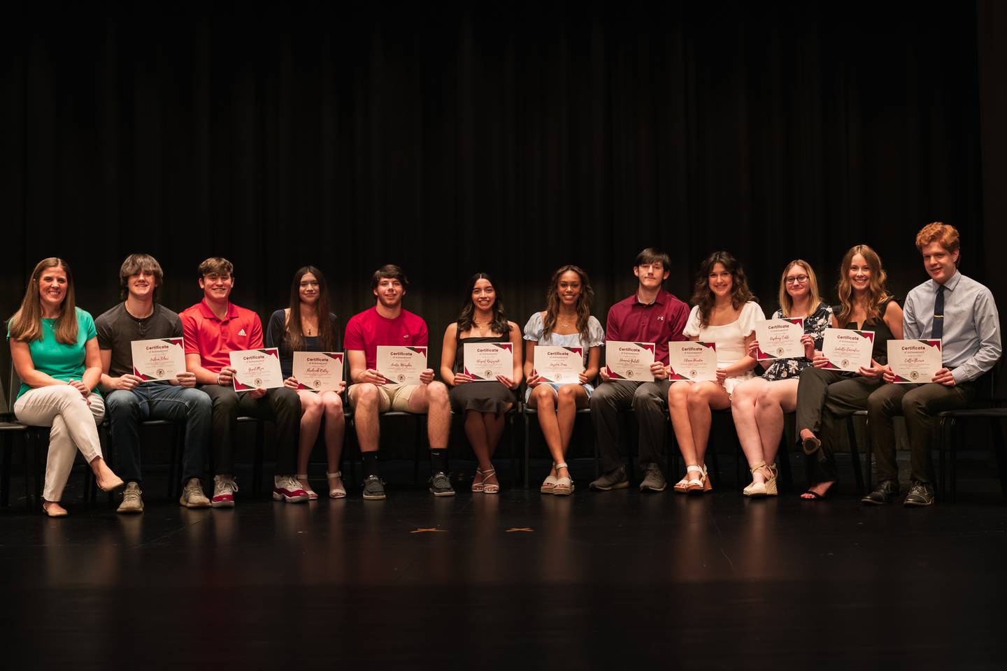 Hall High School students that achieved the state commendation towards biliteracy in Spanish are (left to right) with instructor Katie Lawrence, students Joshua Scheri, Grant Plym, Shechinah Ridley, Hunter Meagher, Abby Kaszynski, Jayden Jones, Domonic Galetti, Liliana Heredia, Daphney Coble, Izzie Cacciatori and Collin Brown. Damian Valdez is not pictured.