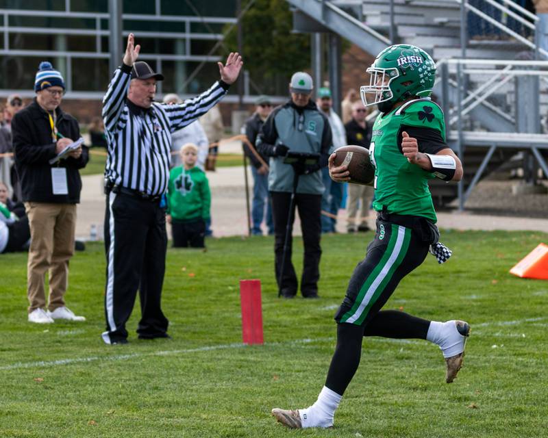 Gunnar Varland (2) of Seneca runs ball into end zone for touchdown on Saturday, November 1, 2025 at Seneca High School in Seneca.