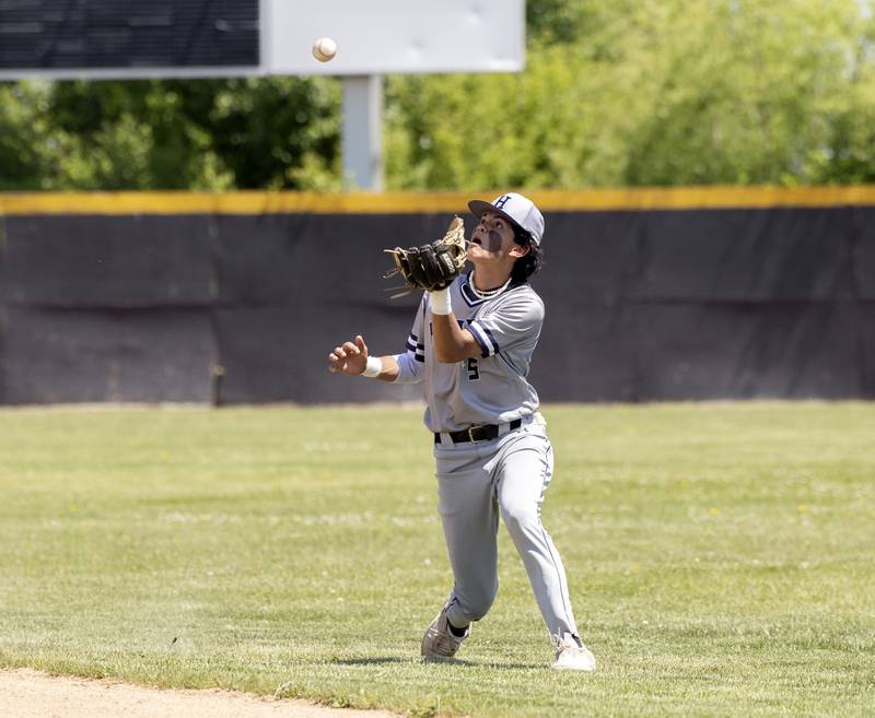 Chicago Hope’s Matthew Mendez hauls in a pop fly against Newman Monday, May 29, 2023.