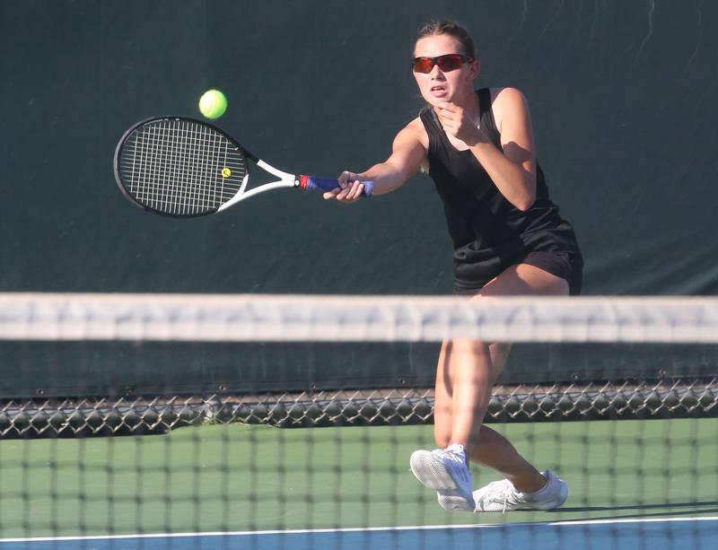 Ottawa's Savannah Frederickson plays tennis on Tuesday, Sept. 16, 2025 at Ottawa High School.