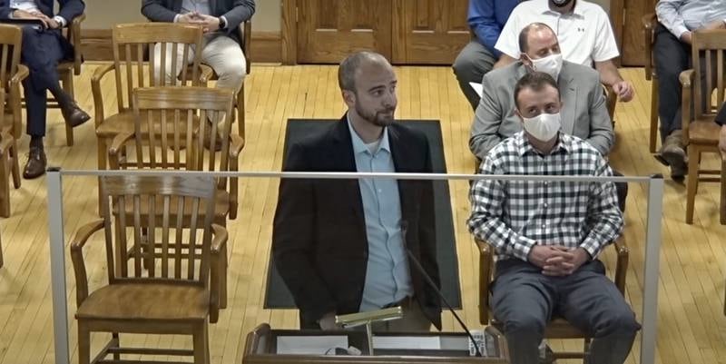 Deuchler engineer Christopher DeSilva presents problems and possible solutions to Geneva's sanitary sewer system at a City Council  meeting.