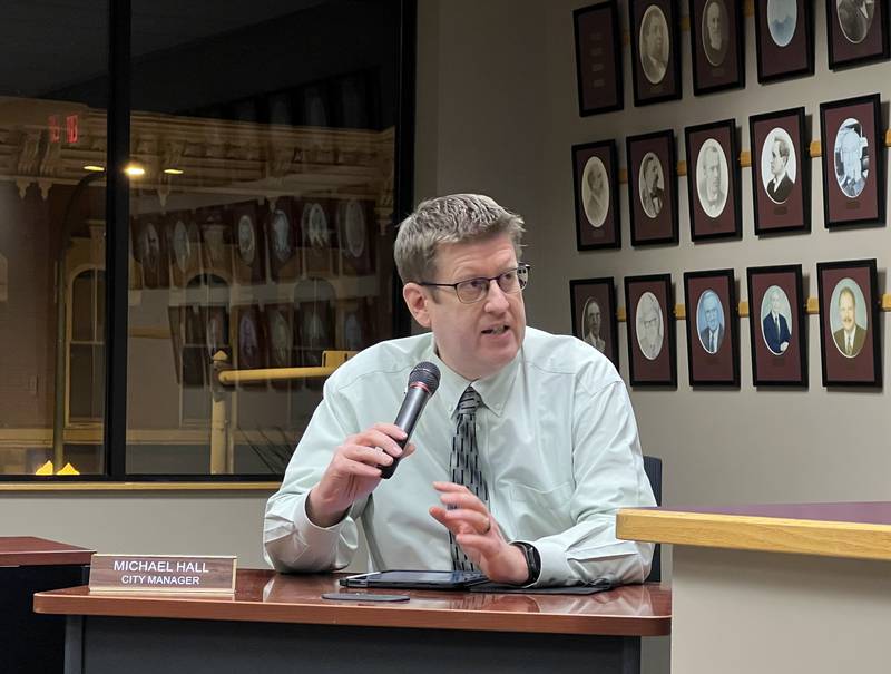 Sycamore City Manager Michael Hall talks during the city's Planning and Zoning Commission meeting on Jan. 8, 2024.