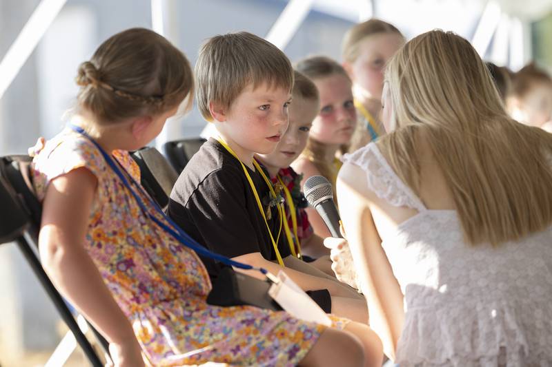 Ricky Rippy, 6, is interviewed Thursday, June 26, 2025, during Polo’s Little Miss and Mister pageant.