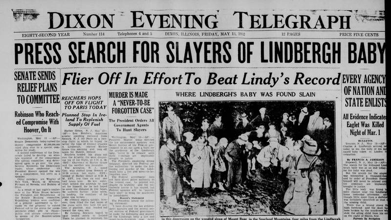 Historical covers for May 13: Press search for slayers of Lindbergh baby
