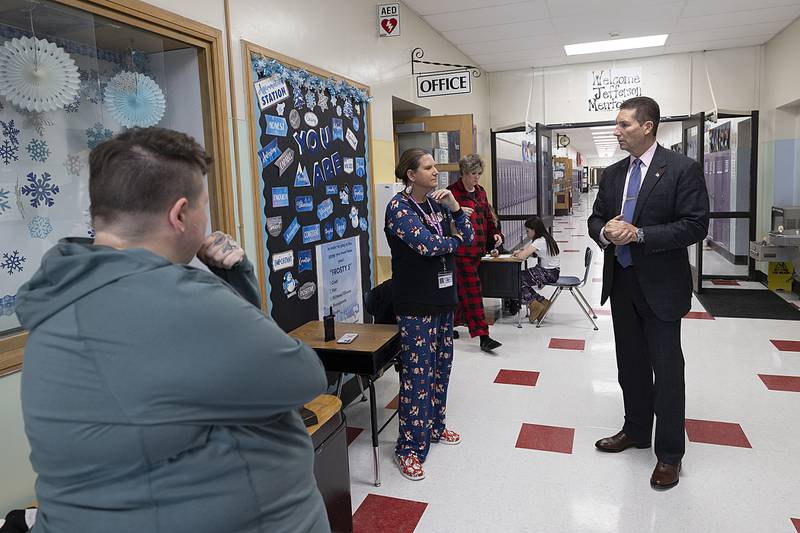 Destiny McElhinney (left), Crystal Thorpe and Brett Nicklaus speak about the school lunch debt need in Dixon’s schools.
