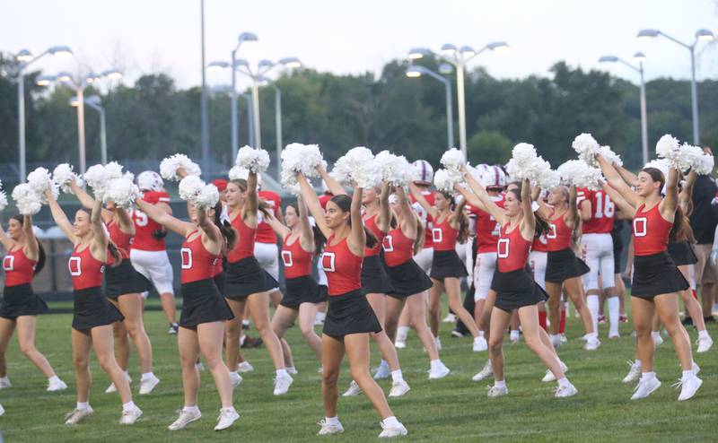 Ottawa cheerleaders perform before the game against Plano on Friday, Aug. 30, 2024 at King Field.
