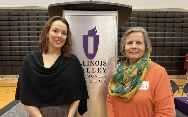 Kiersten Vincent (left) of Princeton is the winner of the IVCC Foundation Randy Swinford Legacy Scholarship for the 2023-24 school year. She is pictured with Swinford's widow, Lani. The $1,000 scholarship was established in March 2018 in memory of the late Princeton High School teacher/coach and presented to a student pursuing either Digital Technologies or Technical Education.