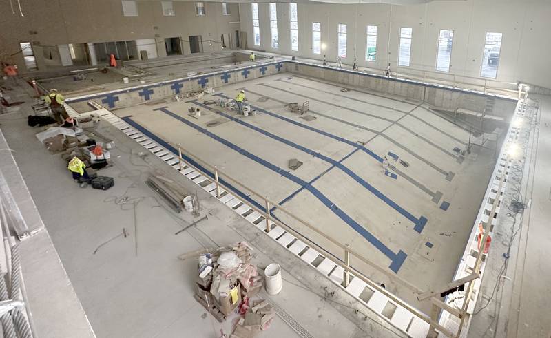 A view of the new swimming pool in the new YMCA building on Wednesday Jan. 24, 2024 in Ottawa.