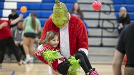 Grinch takes on Team Nice in Rock Falls dodgeball showdown