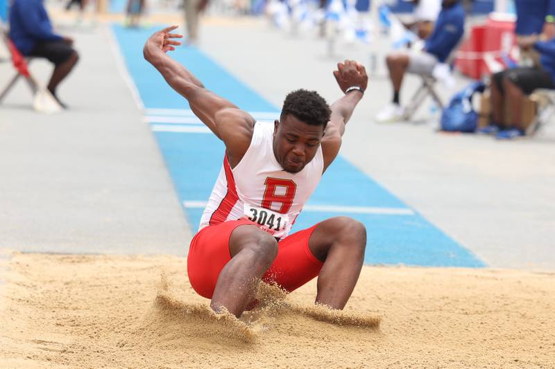 Batavia’s Jalen Buckley competes in the Class 3A Triple Jump State Finals. Saturday, May 28, 2022, in Charleston.
