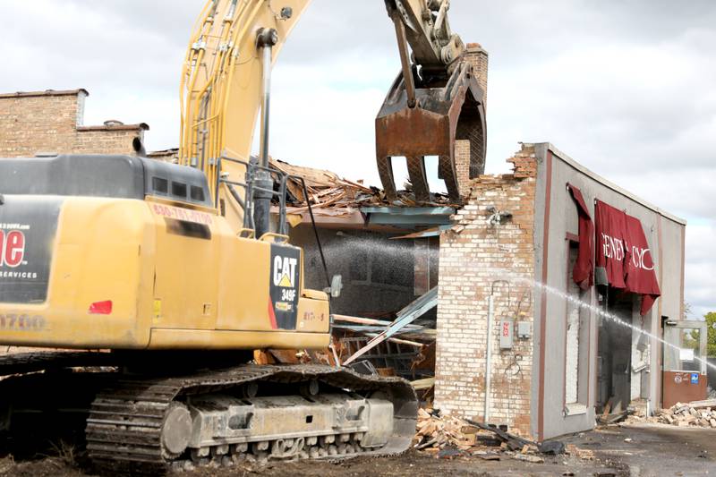 Demolition begins on Monday, Sept. 23, 2024 at Geneva Cycle Shop, located at 12 E. State St. in Geneva. Elis Giannini began his shop there in 1976 and sold to Wessel Court East LLC in April.