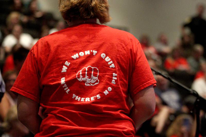 The McHenry City Council on Monday, Aug. 7, 2023, addressed a Jack Pease proposal to mine 110 acres at Route 120 and Chapel Hill Road. The meeting was held in McHenry High School’s Upper Campus auditorium.