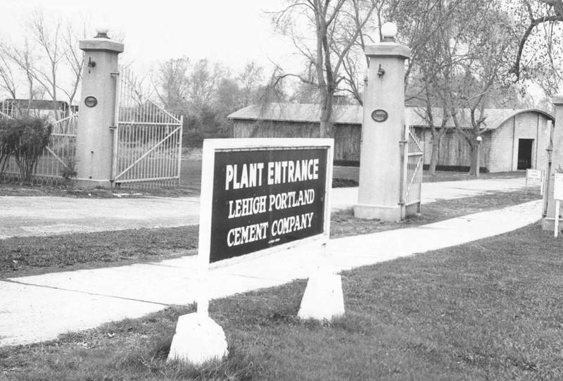 The plant entrance to the Lehigh Portland Cement Company in Oglesby. A recording of the factory whistle was played every New Year's by Albert Delvalle, who used to work at the plant.