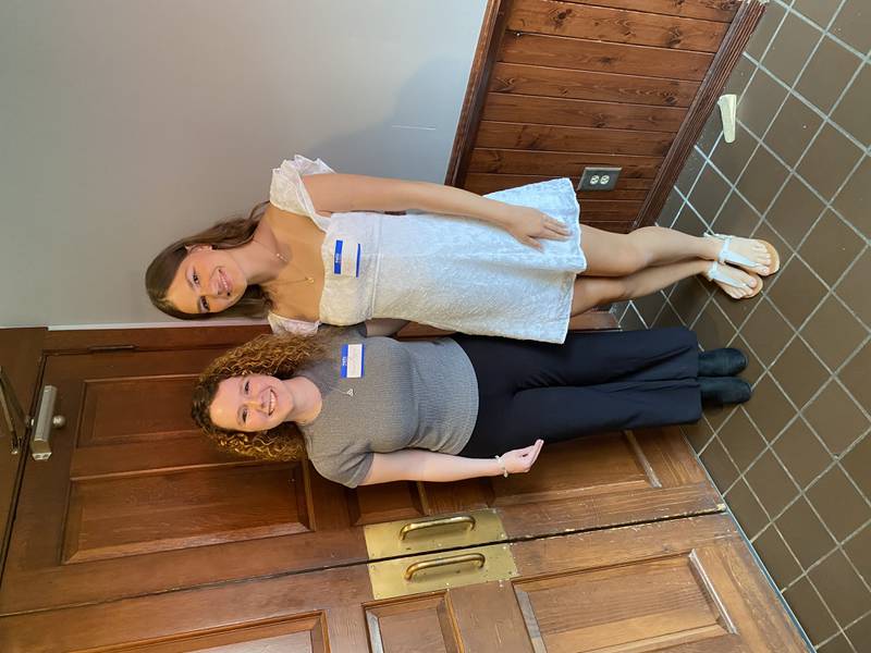 Shannon Byrne (left) and Robyn George received scholarships from the Lake County Teachers Association during a luncheon June 10.
