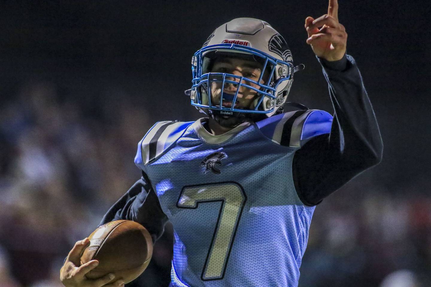 Willowbrook's Nick Mabutas (7) runs in a touchdown reception during Class 7A second-round game between Moline at Willowbrook.