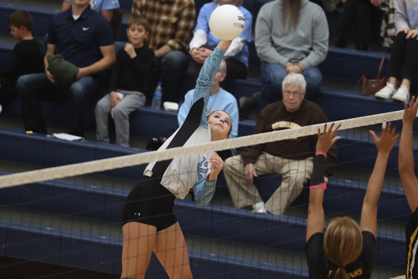 Joliet Catholic’s Ellie Blotnik hits a shot against Marian Catholic in the Class 3A Providence Sectional semifinal on Monday.