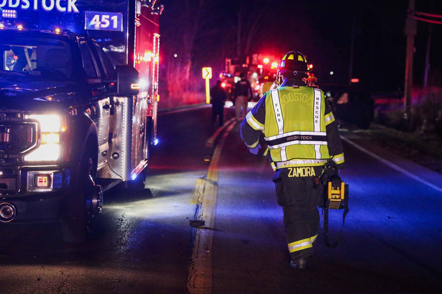 Four people were hospitalized after a crash near Woodstock Thursday evening.