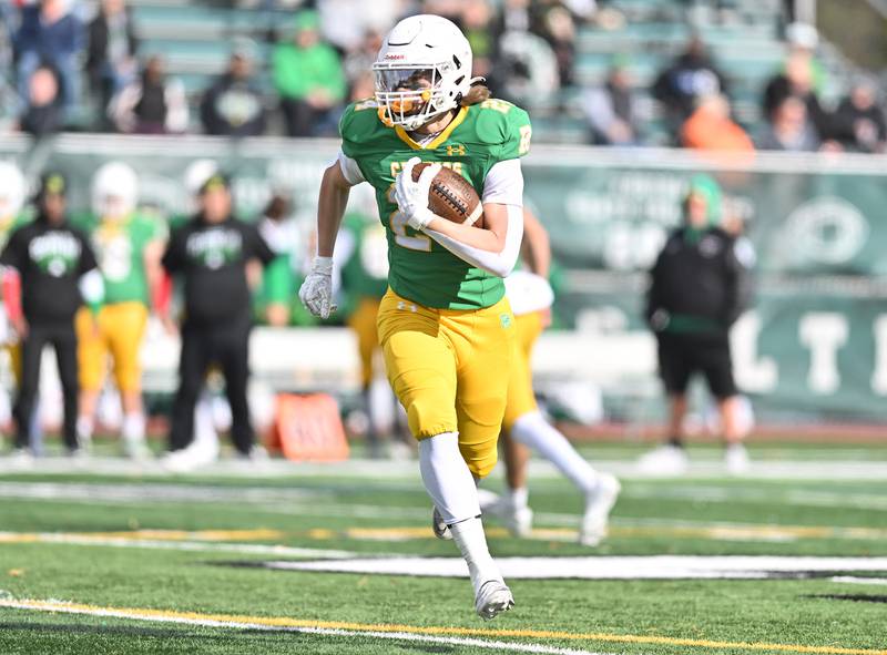 Providence Catholic's Broden Mackert (24) in action during the class 5A first round playoff game against Springfield on Saturday, NOV. 01, 2025, at New Lenox.