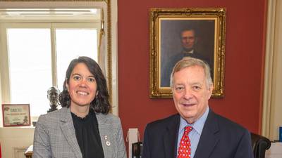 Oregon teacher Kimberly Radostits meets Sen. Durbin during visit to Washington, D.C.