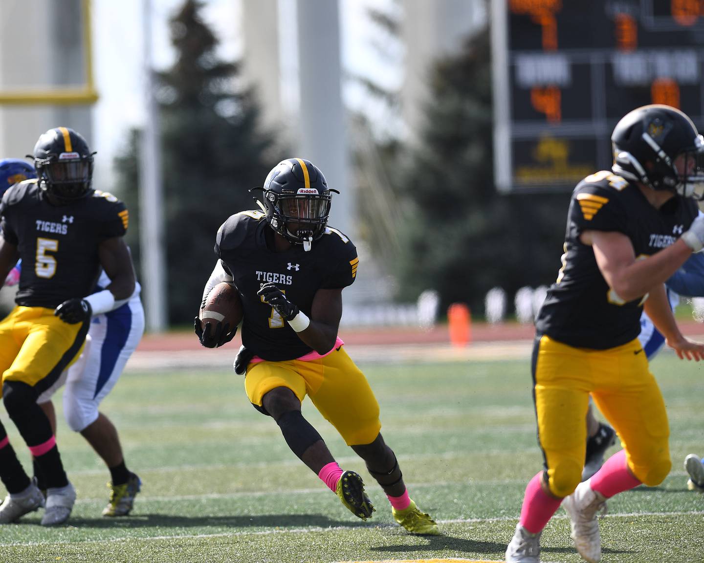 Joliet West's Jerry Richards makes a big run after intercepting a pass on Saturday, Oct.  16, 2021, at Joliet West High School in Joliet, IL. ( Dean Reid for Shawmedia.com )