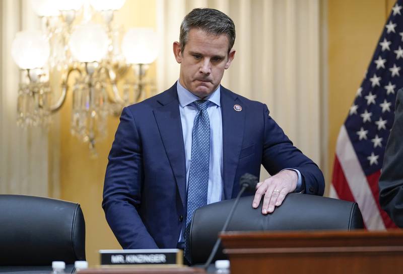 Rep. Adam Kinzinger, R-Ill., takes his seat as the House select committee investigating the Jan. 6 attack on the U.S. Capitol continues to reveal its findings of a year-long investigation, at the Capitol in Washington, Thursday, June 23, 2022. (AP Photo/J. Scott Applewhite)
