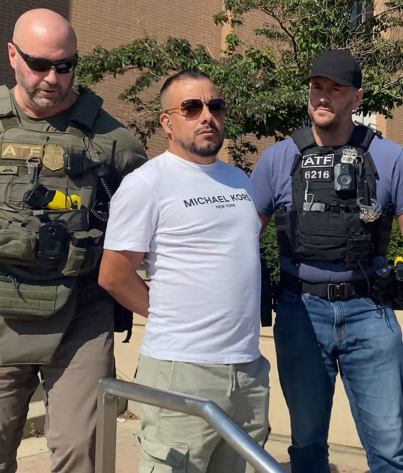 ICE arrested this man as he came out of the Kane County Judicial Center in St. Charles Township on Aug. 14, 2025. A witness, James Yanke, said the federal agents did not provide a warrant.
