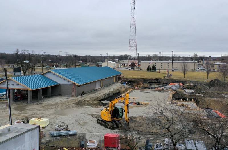 Kmetz Construction builds a new swimming pool at the Riordan Pool site on Thursday, Feb. 9, 2023 in Ottawa. The project is expected to cost 4.5 million.
