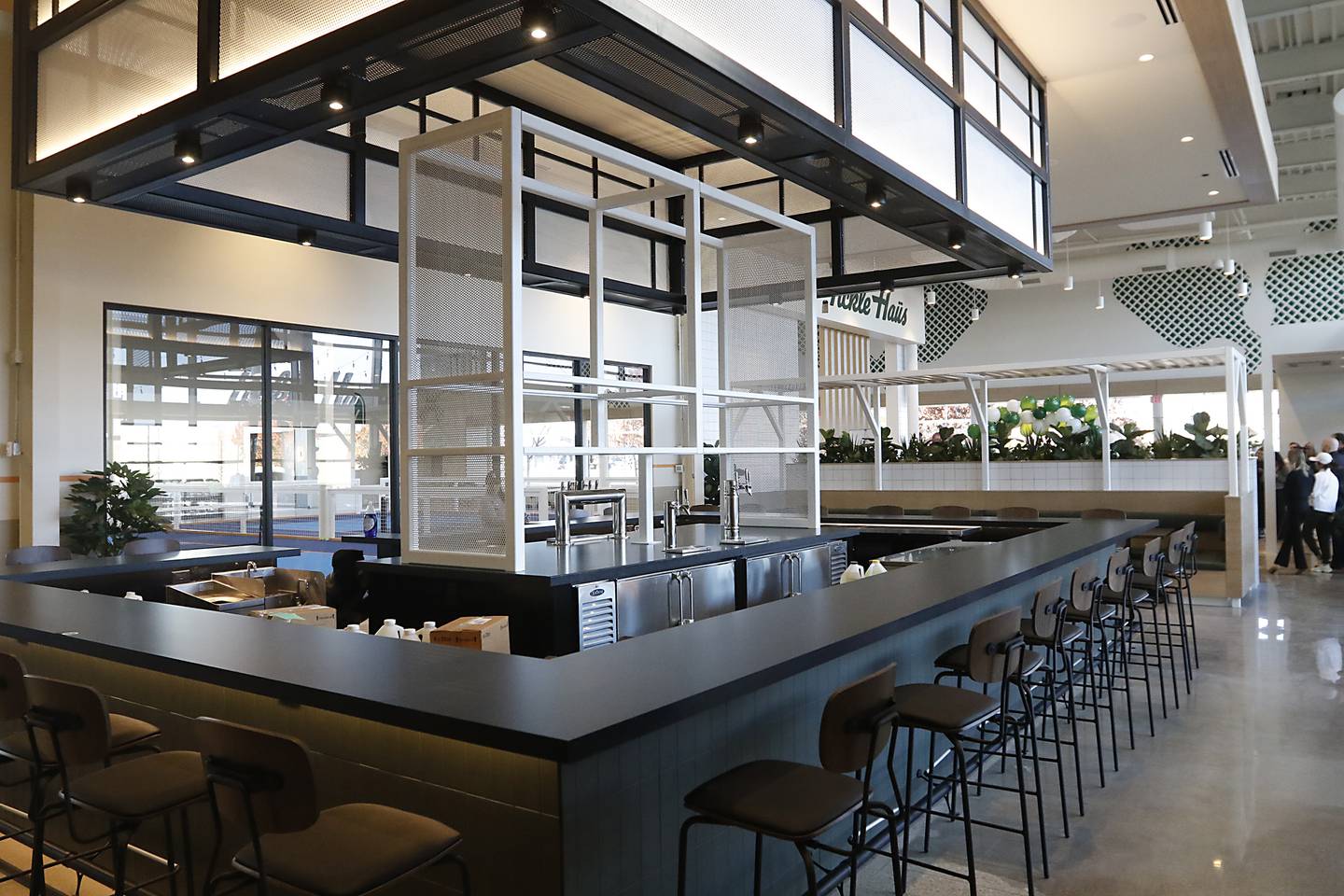 The bar area of the Pickle Haus in Algonquin, on Friday, Nov. 10, 2023. The Pickle Haus offers indoor pickle ball courts, food and drinks.
