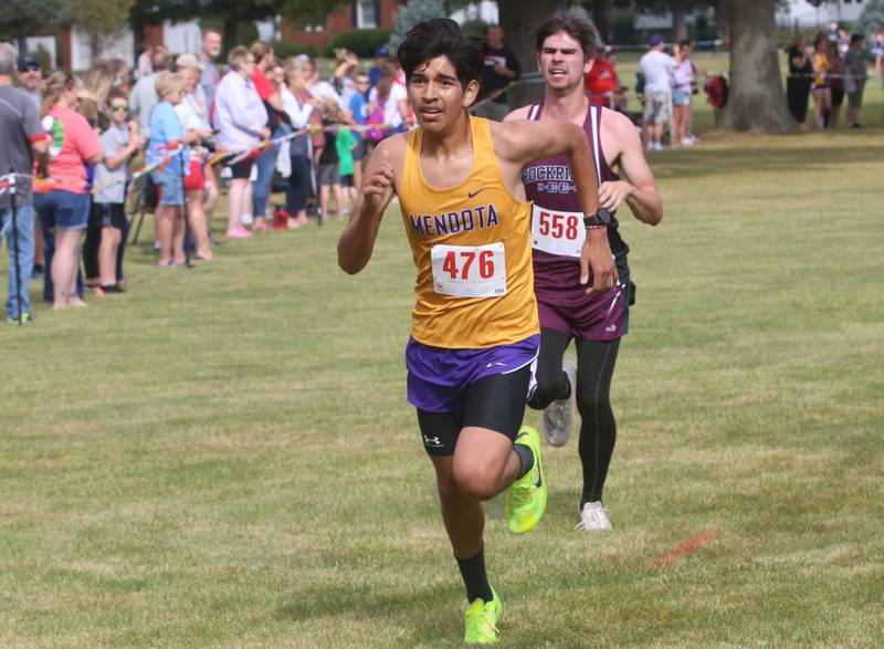 Mendota's Carlos Toribio runs during the Gary Coates Invitational cross country meet on Saturday, Sept. 13, 2025 at Zearing Park in Princeton .