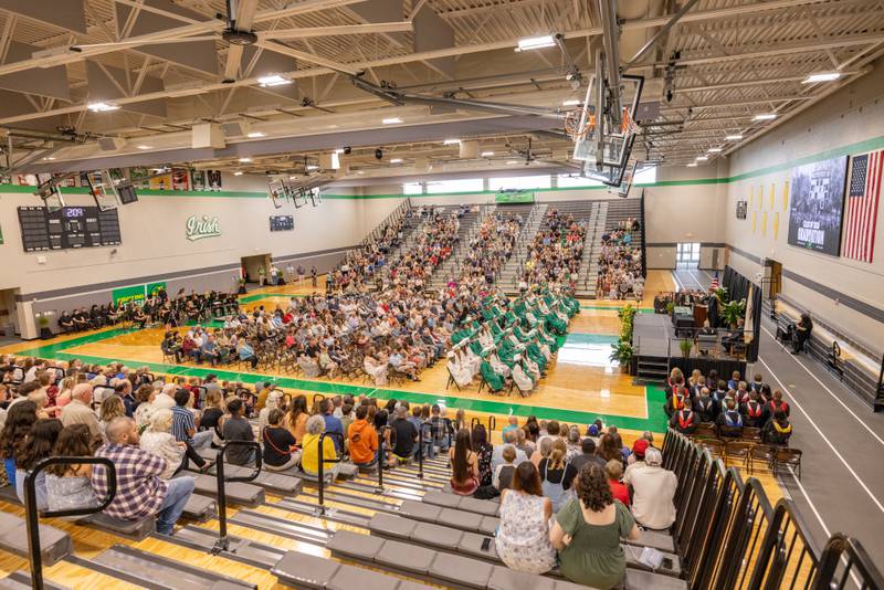 Attendees gathered to watch the class of 2026 graduate in the gym at the Seneca High School Class of 2026 Graduation on May 17, 2026 at Seneca High School.