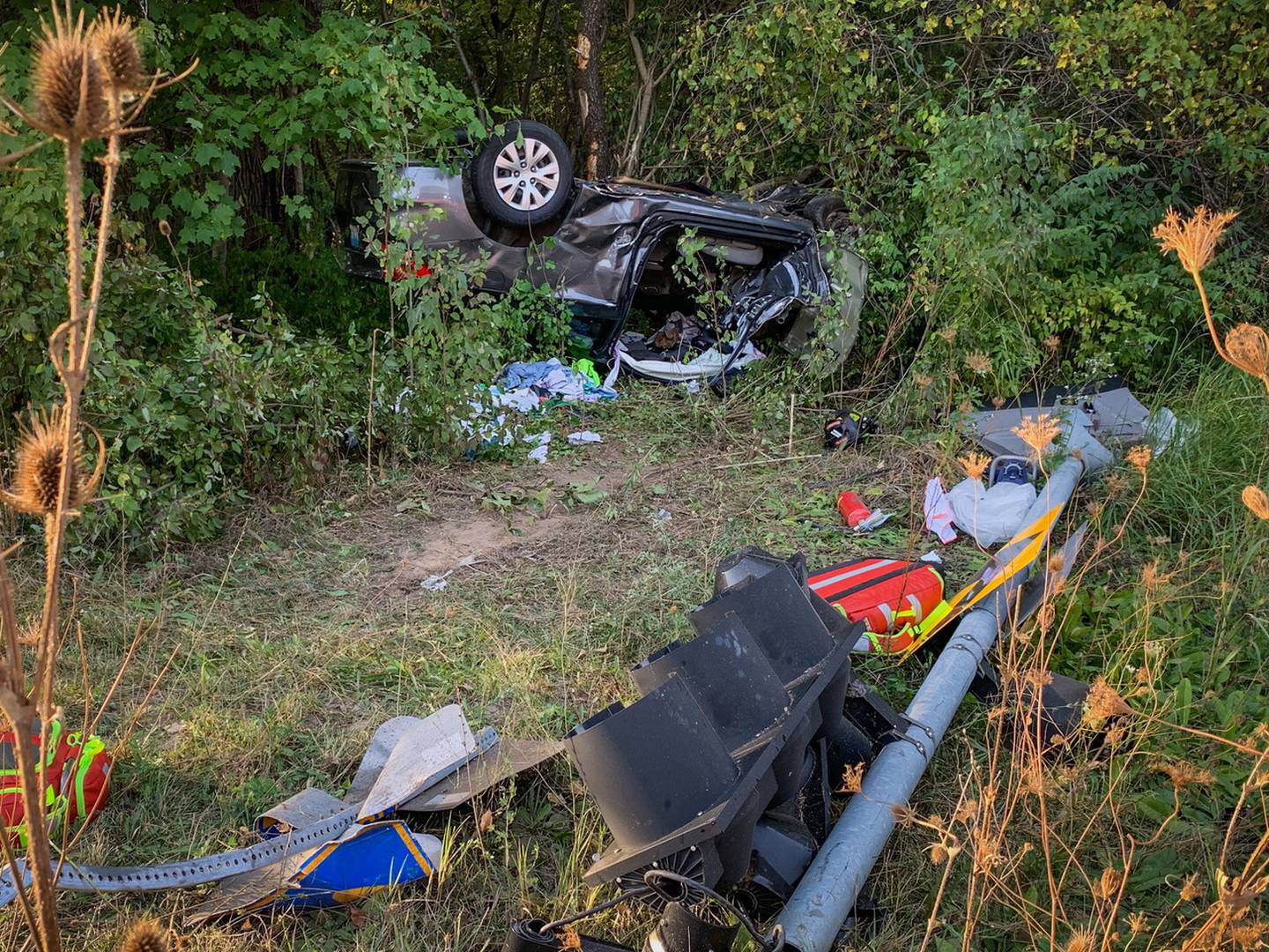 A two-vehicle crash at Route 23 and West Coral Road Wednesday, Sept. 29, 2021, resulted in three people being taken to the hospital with serious injuries, the Marengo Fire Protection District chief said. Two of those people later died.