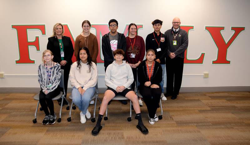 The La Salle-Peru High School Renaissance Students of the Month were recognized during a breakfast ceremony on Wednesday, Oct, 12, 2022. Students recognized this month were Tatum Duncan, Coral Garcia, Daniel Santoy, Claire Boudreau, Nolan O’Brien, Mackenzie McCoy, Gianmarco Luna-Tejada, Andrea Leyva and Elizabeth Torres.