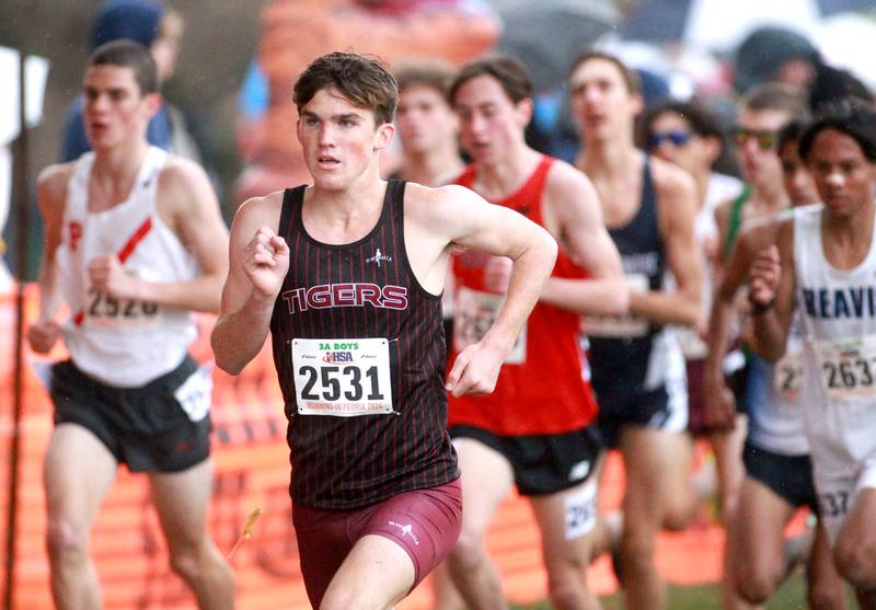 Plainfield North's Quinn Davis competes in the Class 3A State Cross Country Championships on Saturday, Nov. 9, 2024 at Detweiller Park in Peoria.