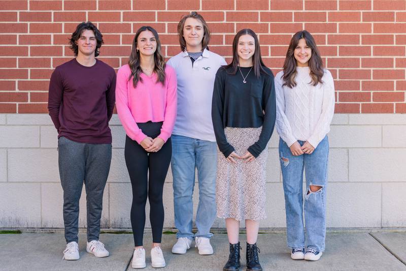 Illinois State Scholars selections from Hall High School are (left to right) Kyler Lapp, Promise Giacometti, Aidan Campbell, Shechinah Ridley and Liliana Heredia.