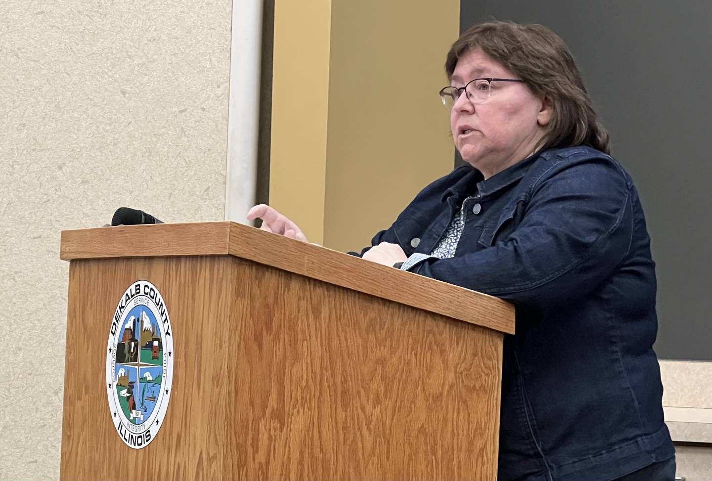 Chief County Assessment Officer Bridget Nodurft gives the 2022 Supervisor of Assessment Annual Report to the DeKalb County Board Committee of the Whole on May 10, 2023.