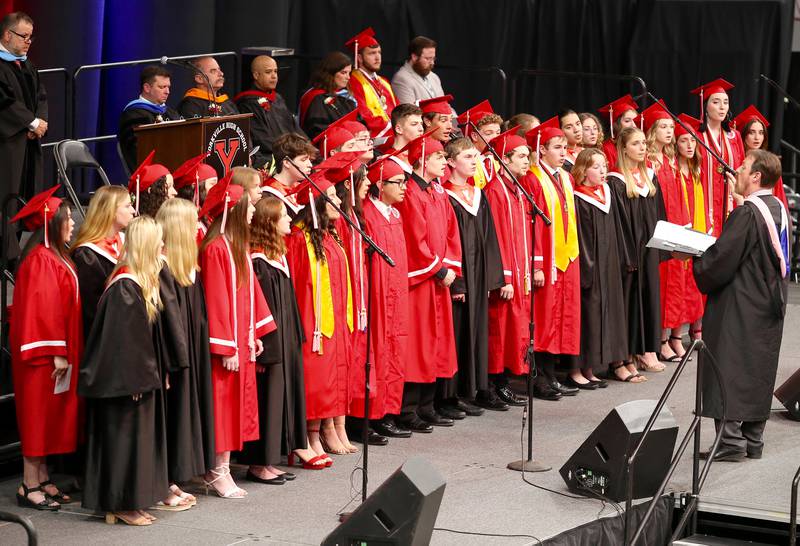 The Yorkville High School Varsity Choir sings at the Class of 2023 Commencement on Friday, May 19, 2023 in DeKalb.