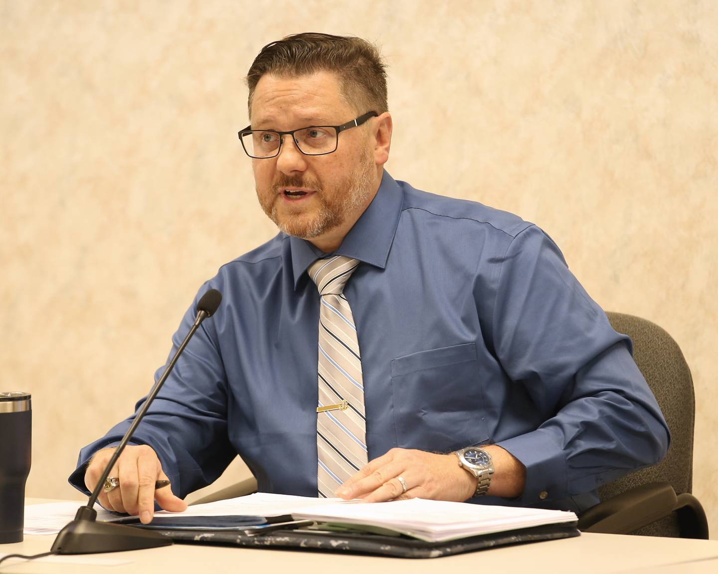Oglesby mayor Jason Curran talks during the Oglesby City Council meeting on Monday, May 1, 2023 at City Hall in Oglesby.