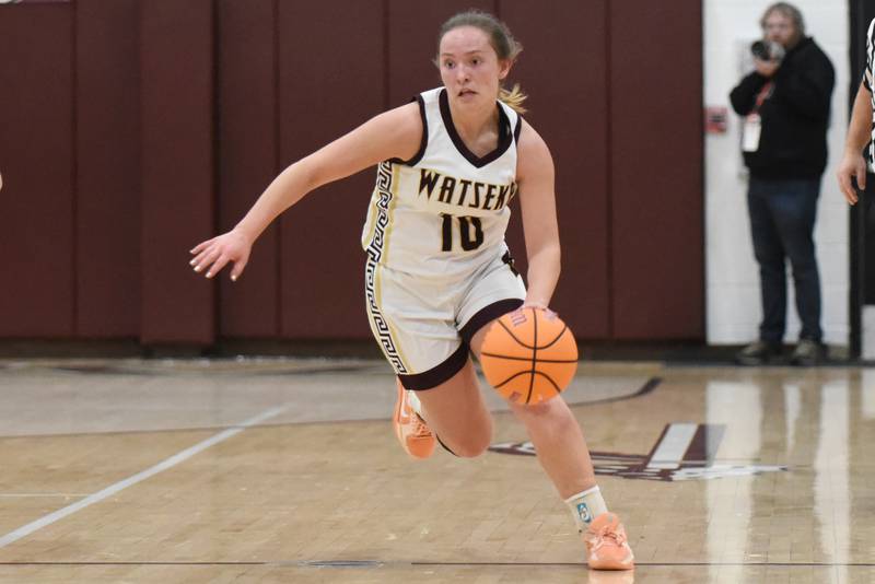 Watseka/Milford's Christa Holohan drives the floor during a home game against Cissna Park Monday, Feb. 9, 2026.
