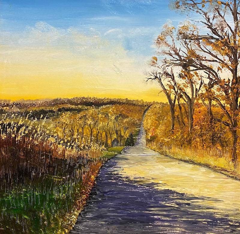 “ARGOFAY Farm Series- Dusk,” an oil painting by Laura Readdy of Chadwick